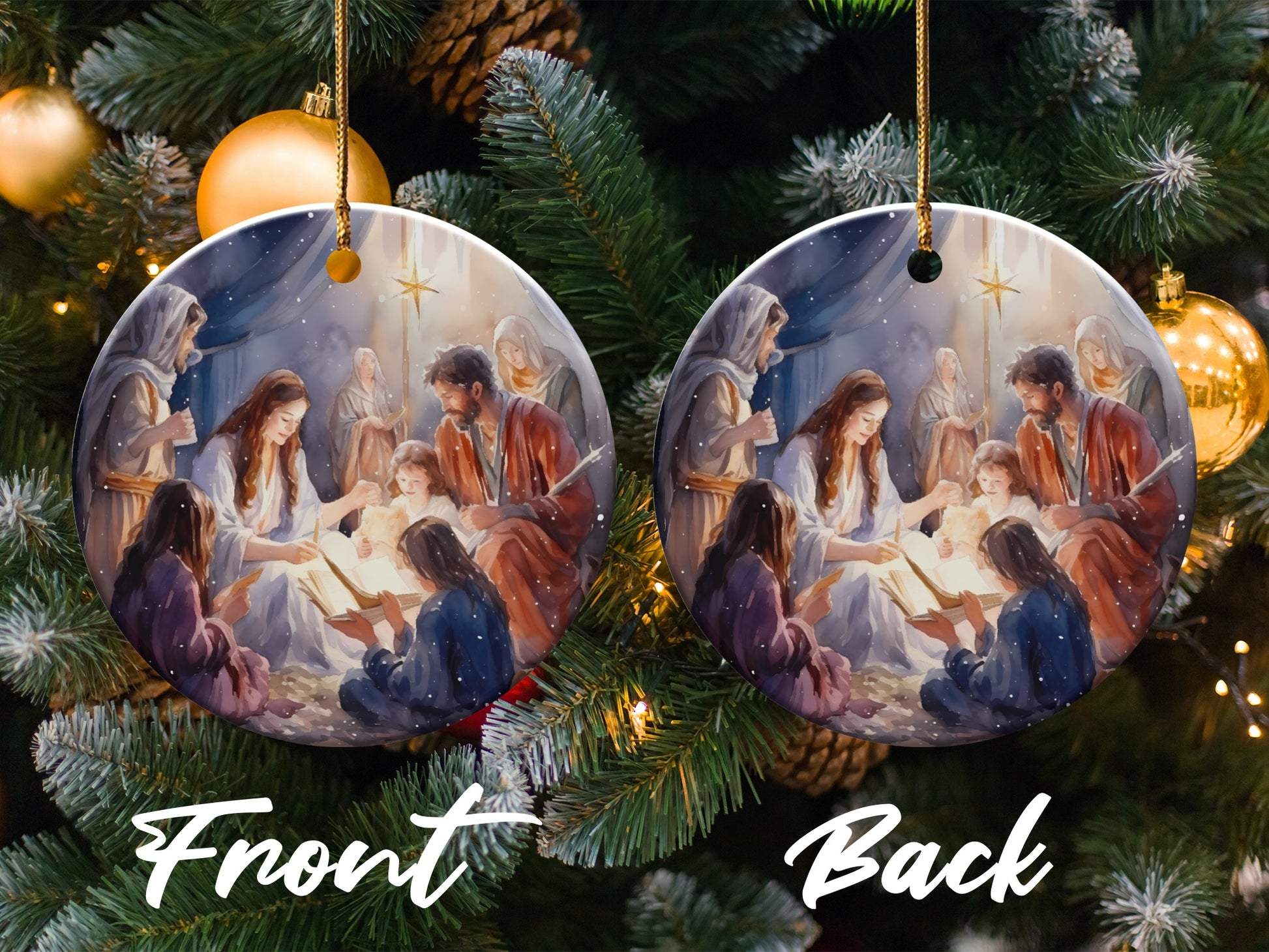 Nativity Scene Christmas Ornament with Front Back Product Type