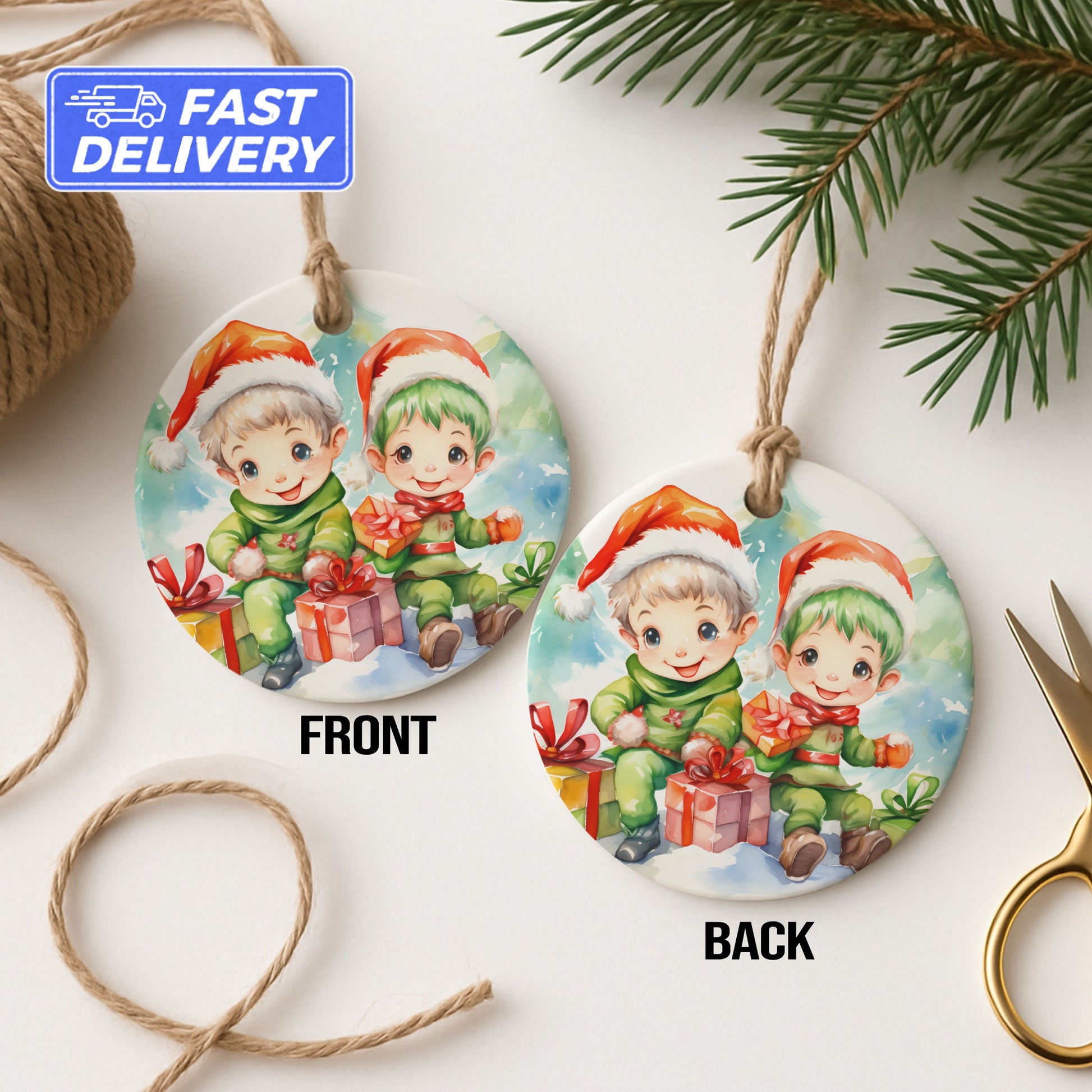 Festive Elf Kids Christmas Ornament Decoration product type