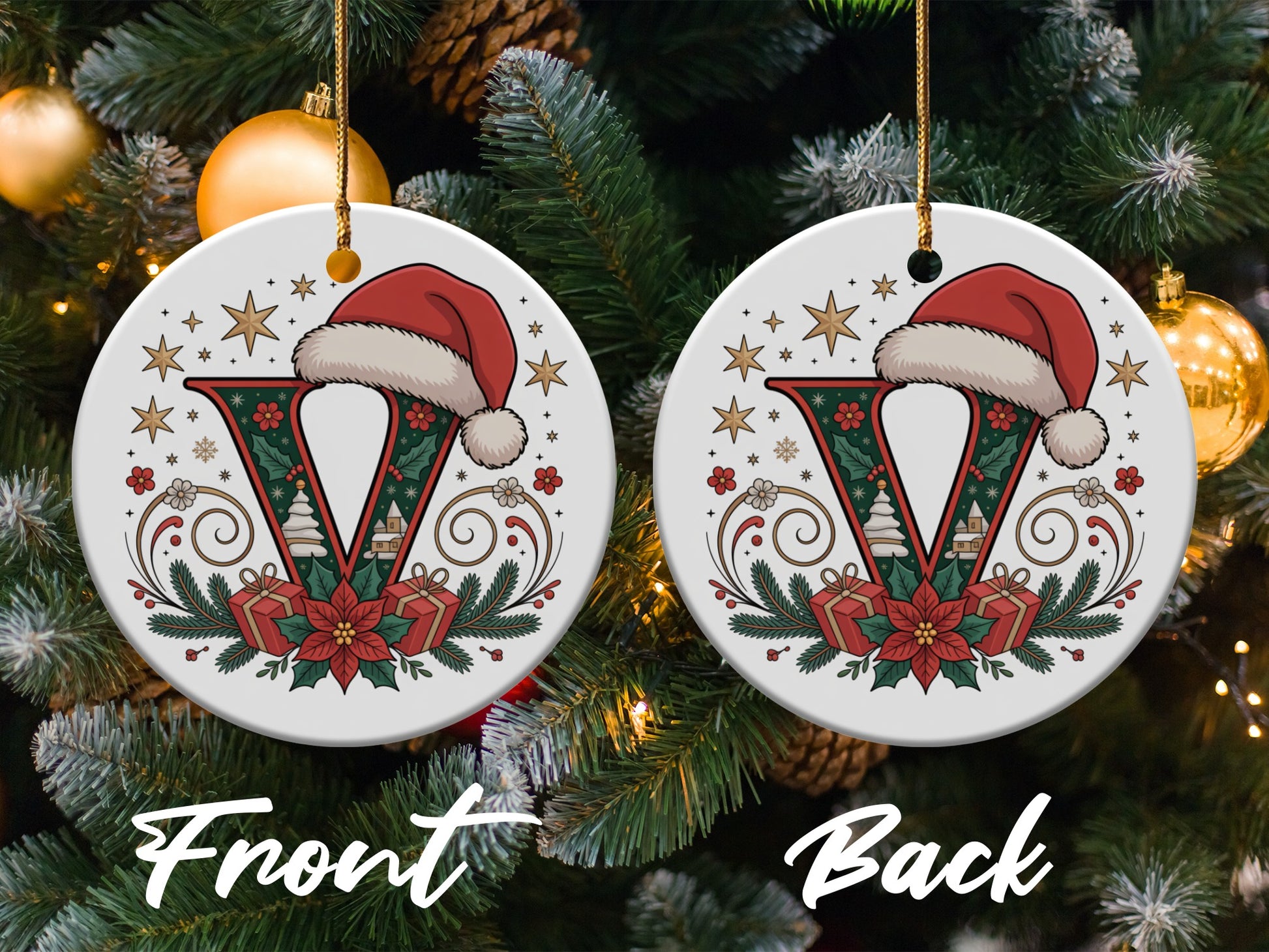 Personalized Christmas Ornaments V Letter product type