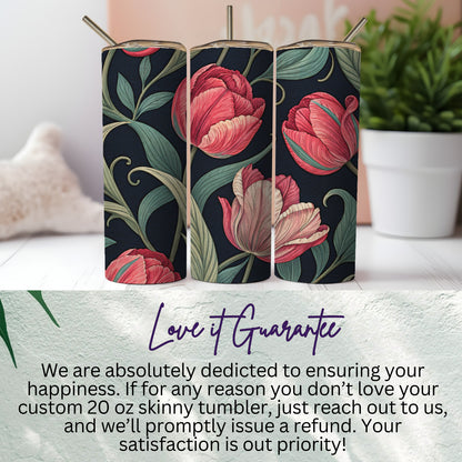 Custom 20 oz Skinny Tumbler with Floral Design Gift