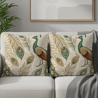 Elegant Peacock and Feathers Decorative Cushion Covers