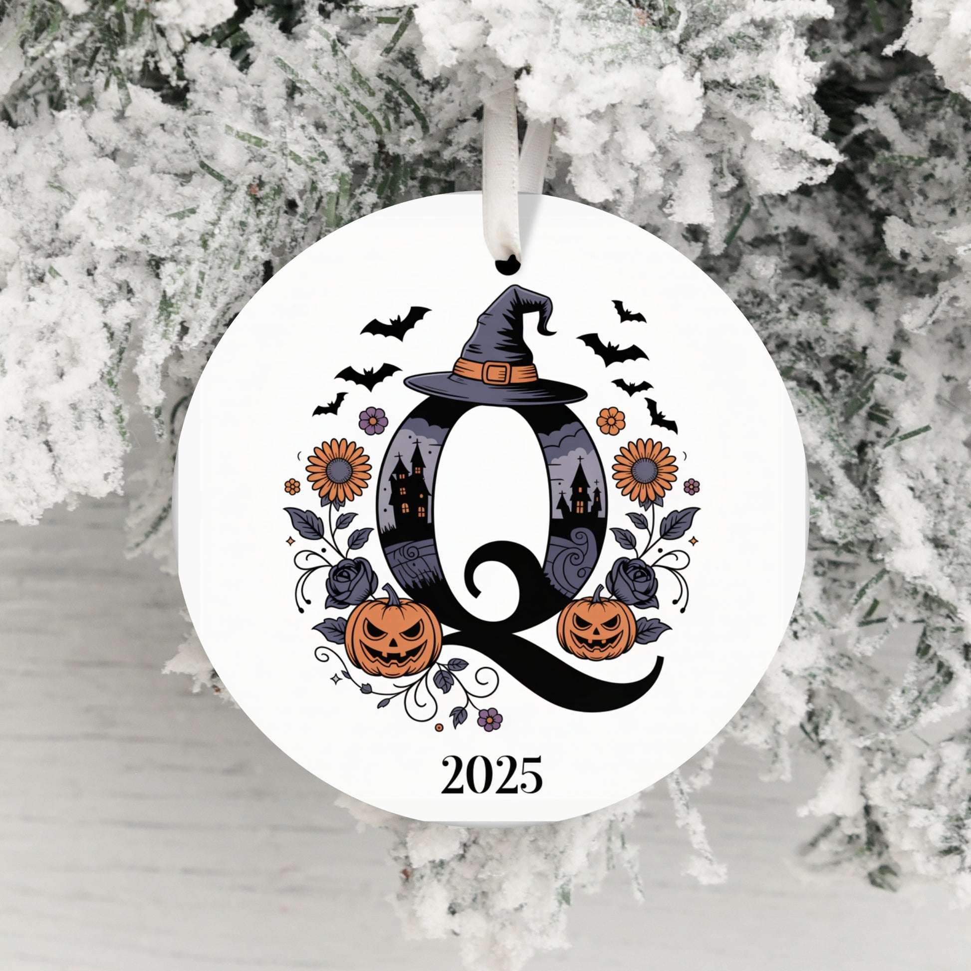 Halloween 2025 Witch Hat Monogram Q Ornament product type