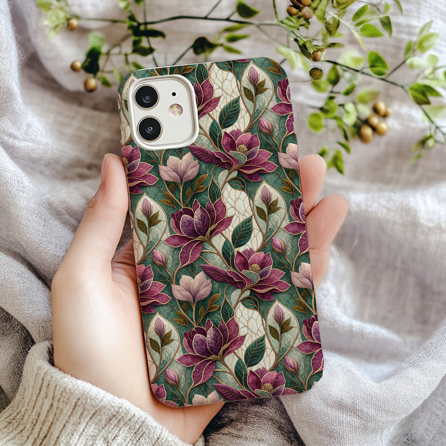 Floral Patterned Protective Phone Case Cover