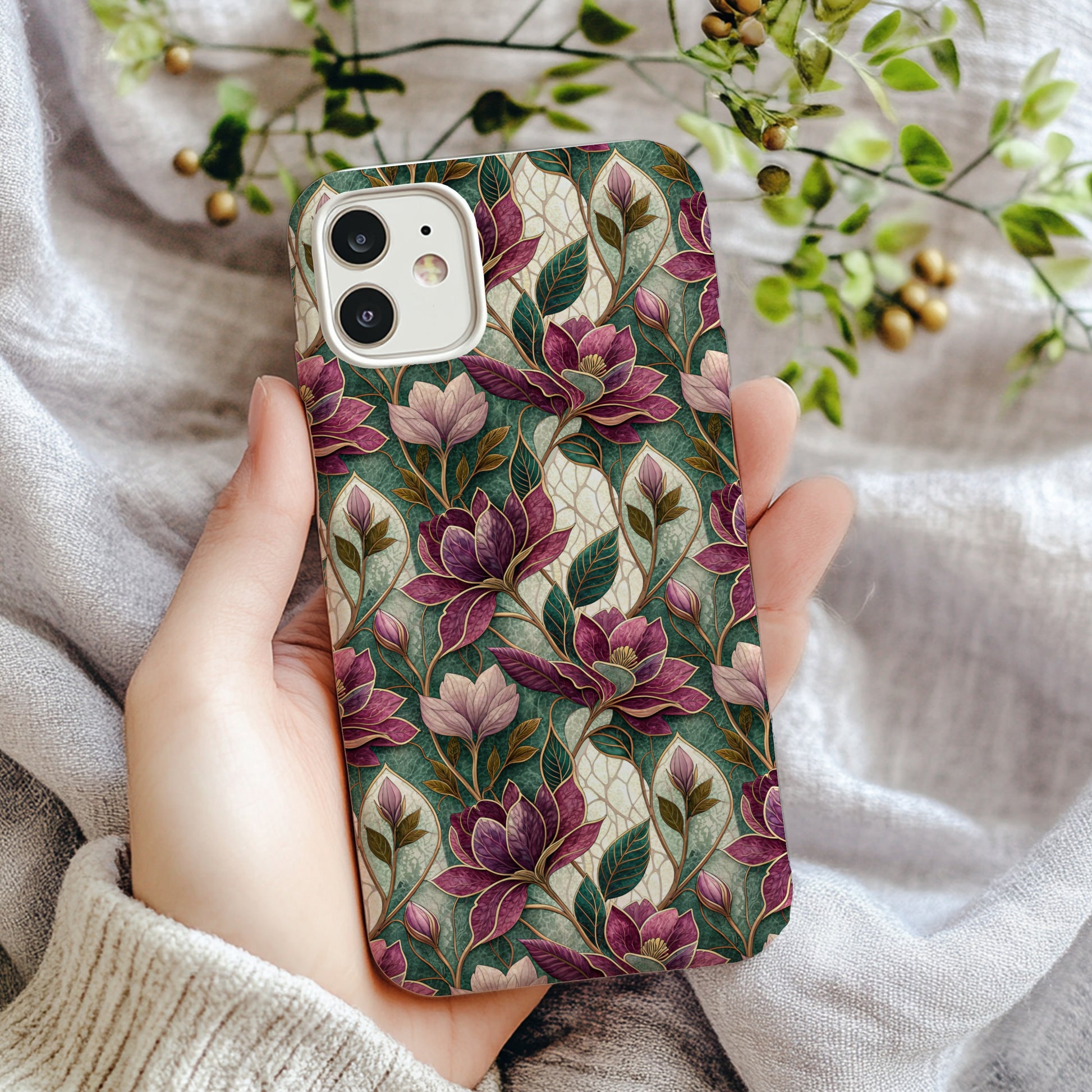 Floral Patterned Protective Phone Case Cover