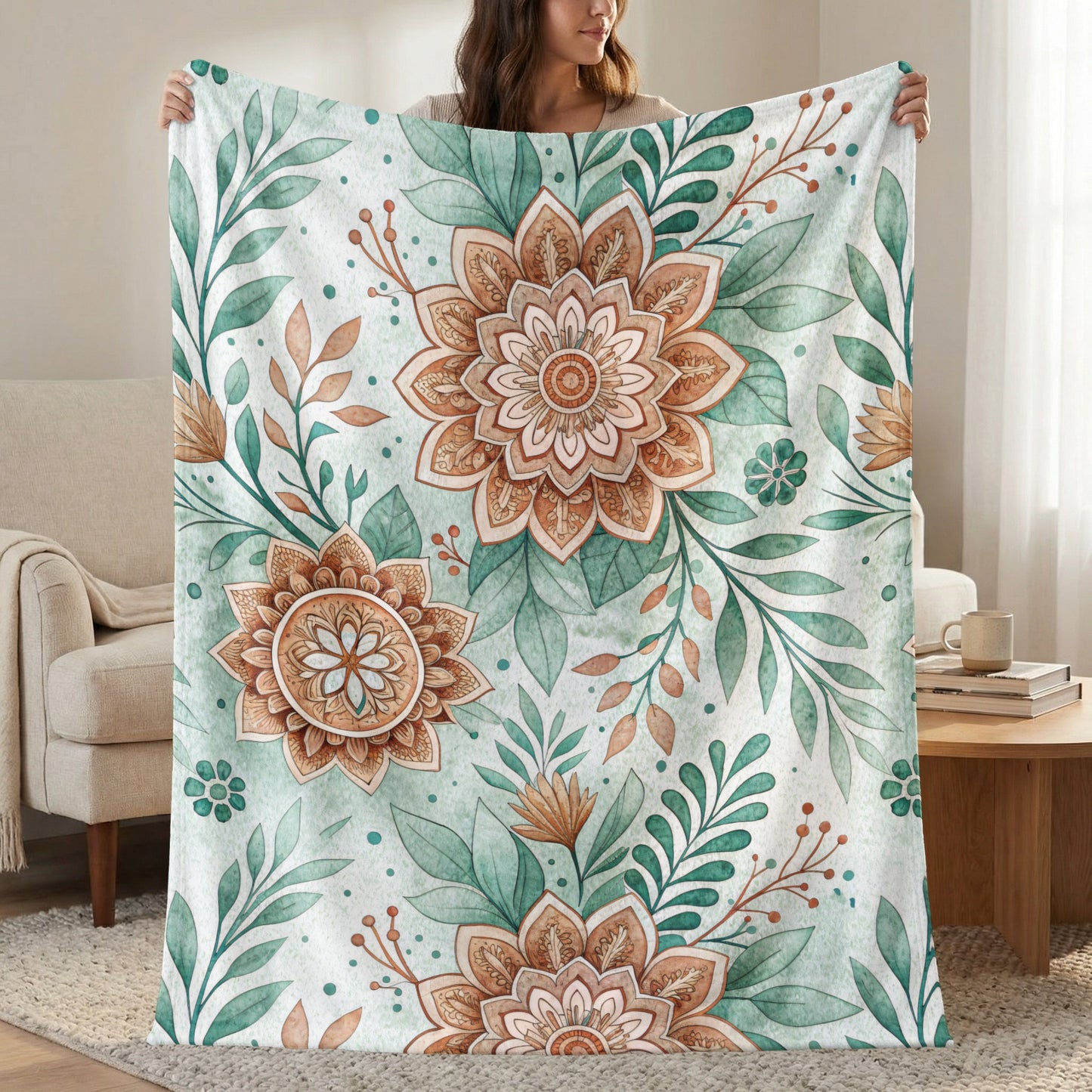 Rustic Florals Green Teal and Brown Botanical Design - Walk Greener