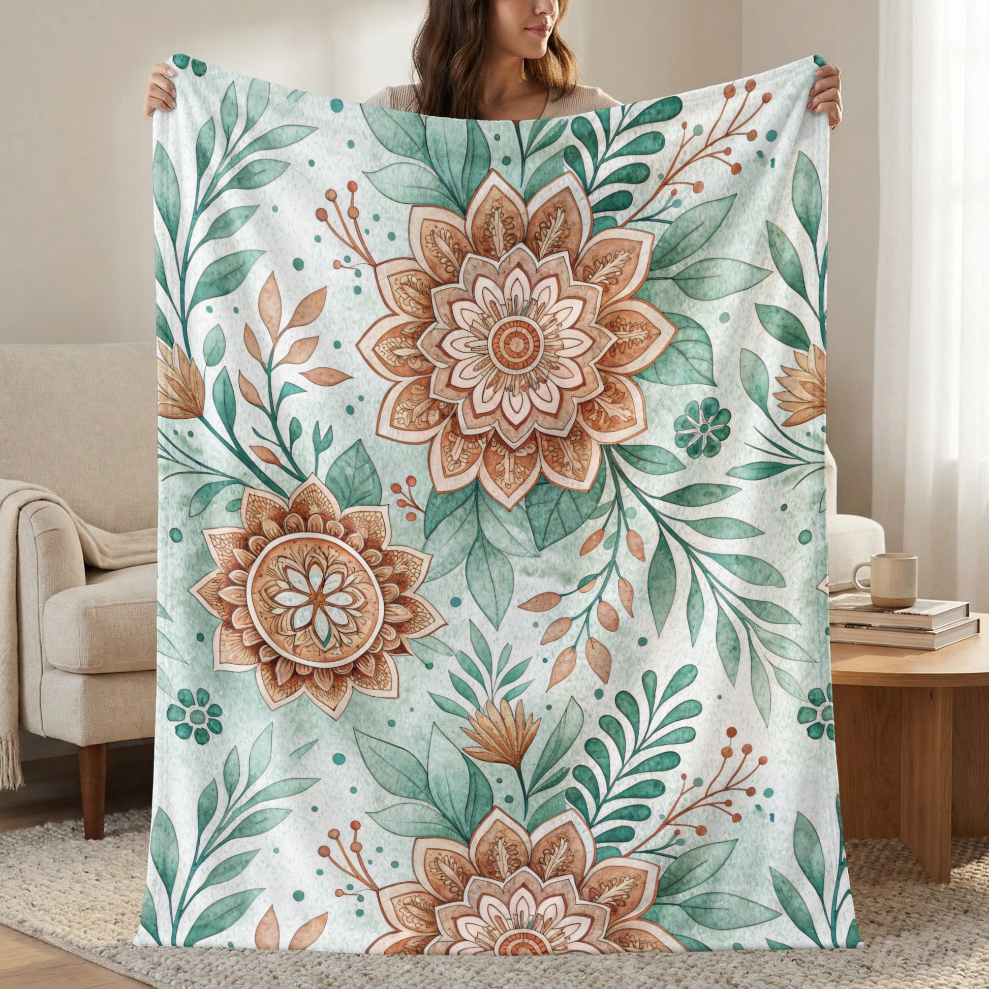 Rustic Florals Green Teal and Brown Botanical Design - Walk Greener
