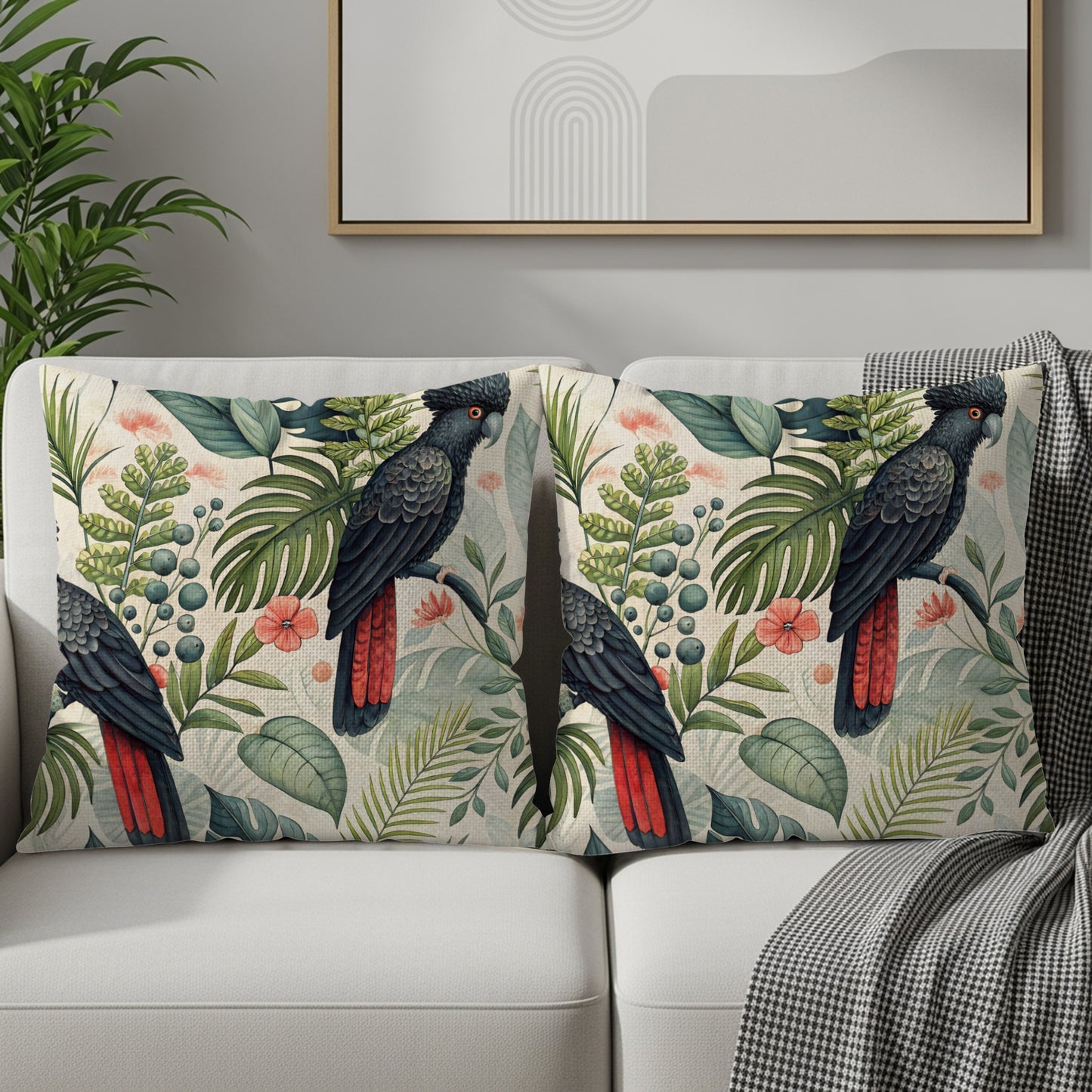 Tropical Bird Design Decorative Throw Pillow Set