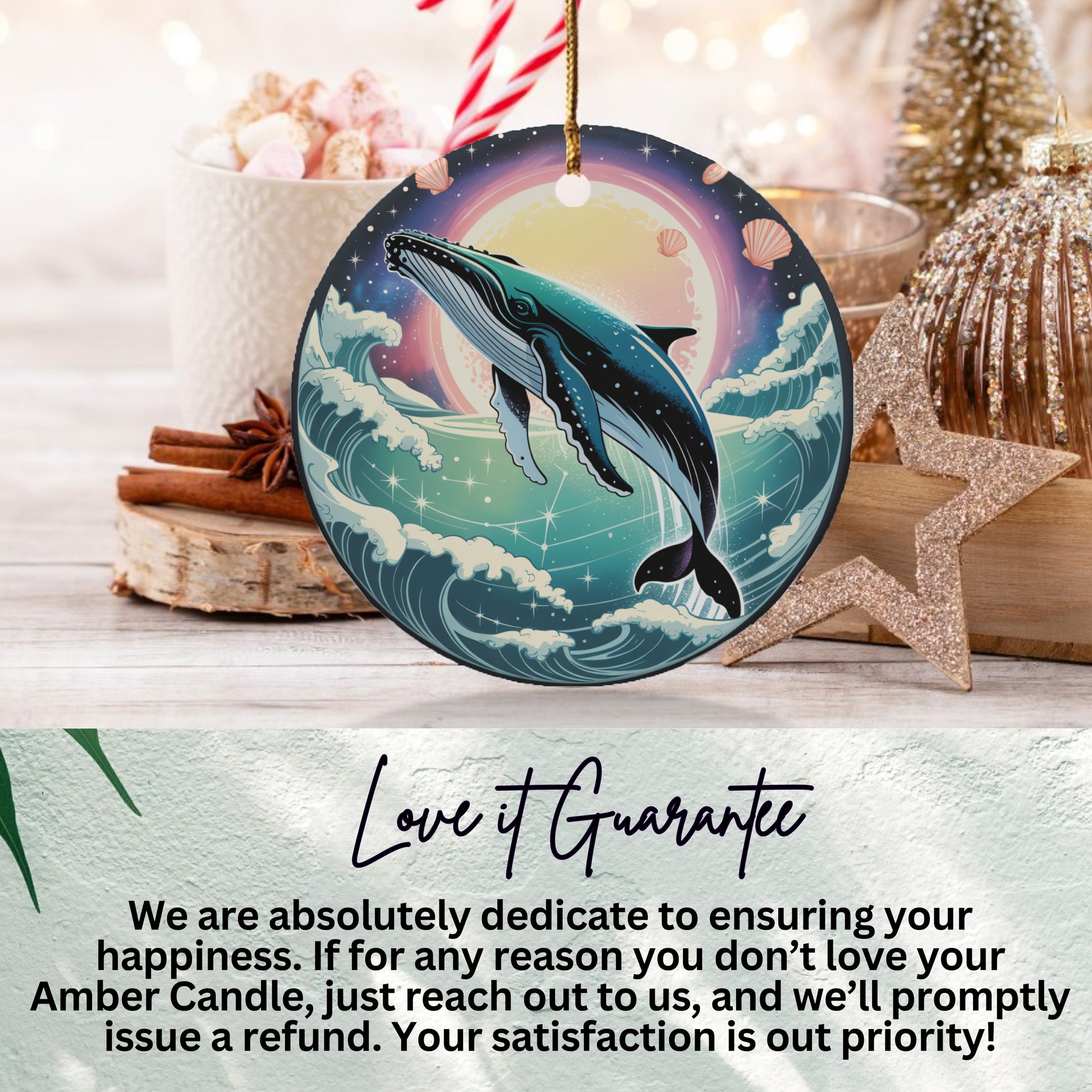 Vibrant Whale Ocean Scene Hanging Ornament product