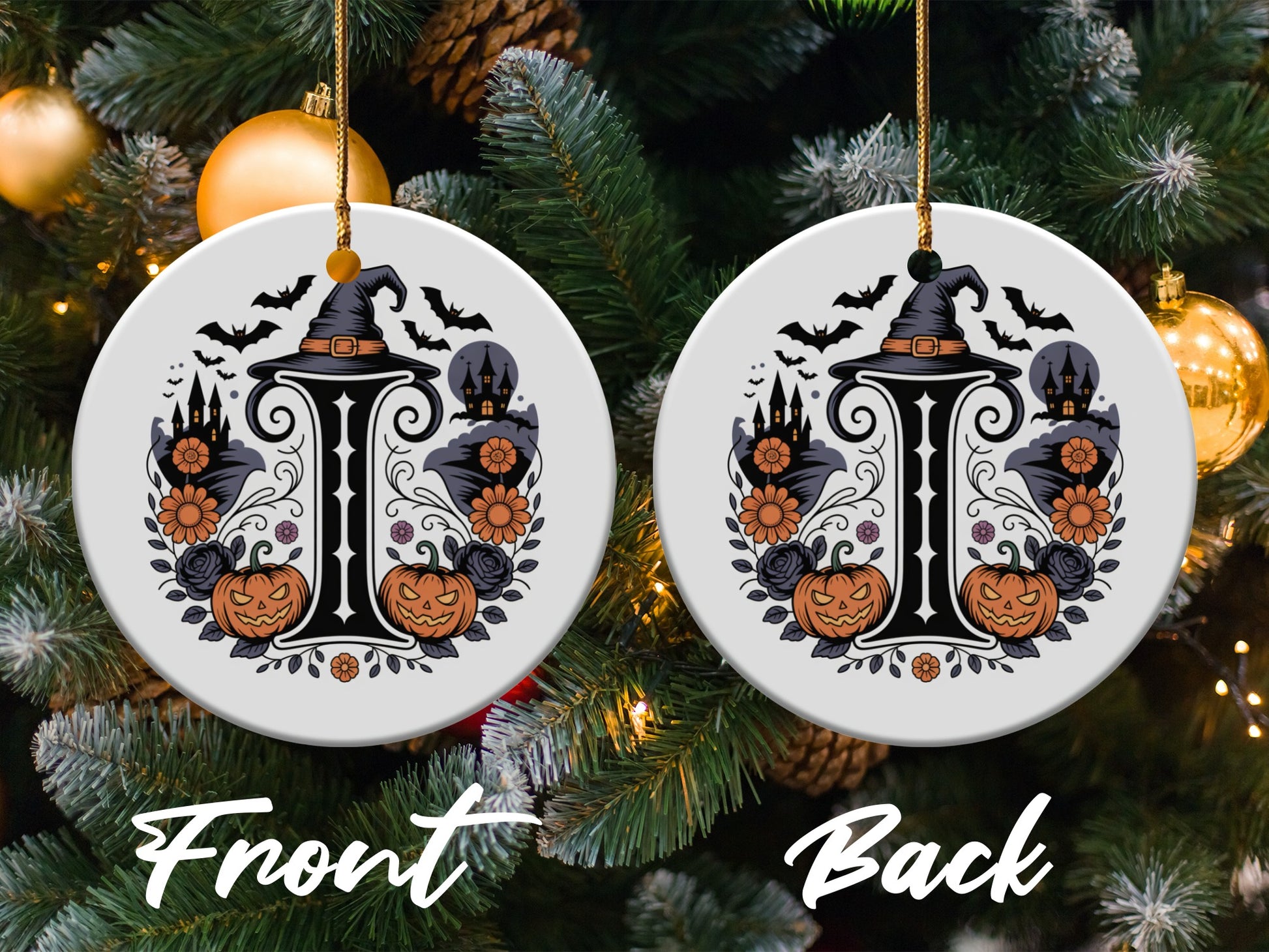 Halloween Monogram Letter I Ornaments Holiday product