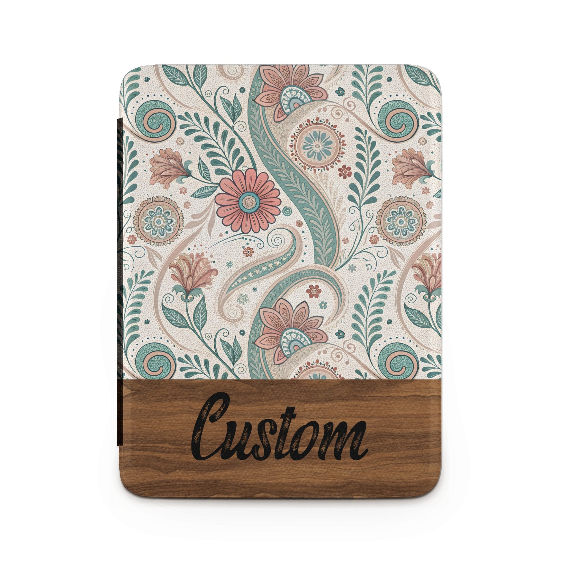 Custom Floral Pattern Decor with Wooden Accent
