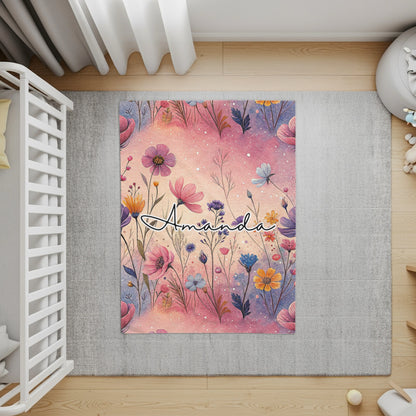 Personalized Amanda Flower Design Area Rug