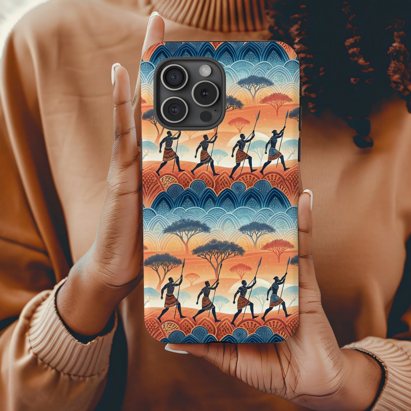 African Savannah Silhouette With Custom Name Phone Case - Walk Greener