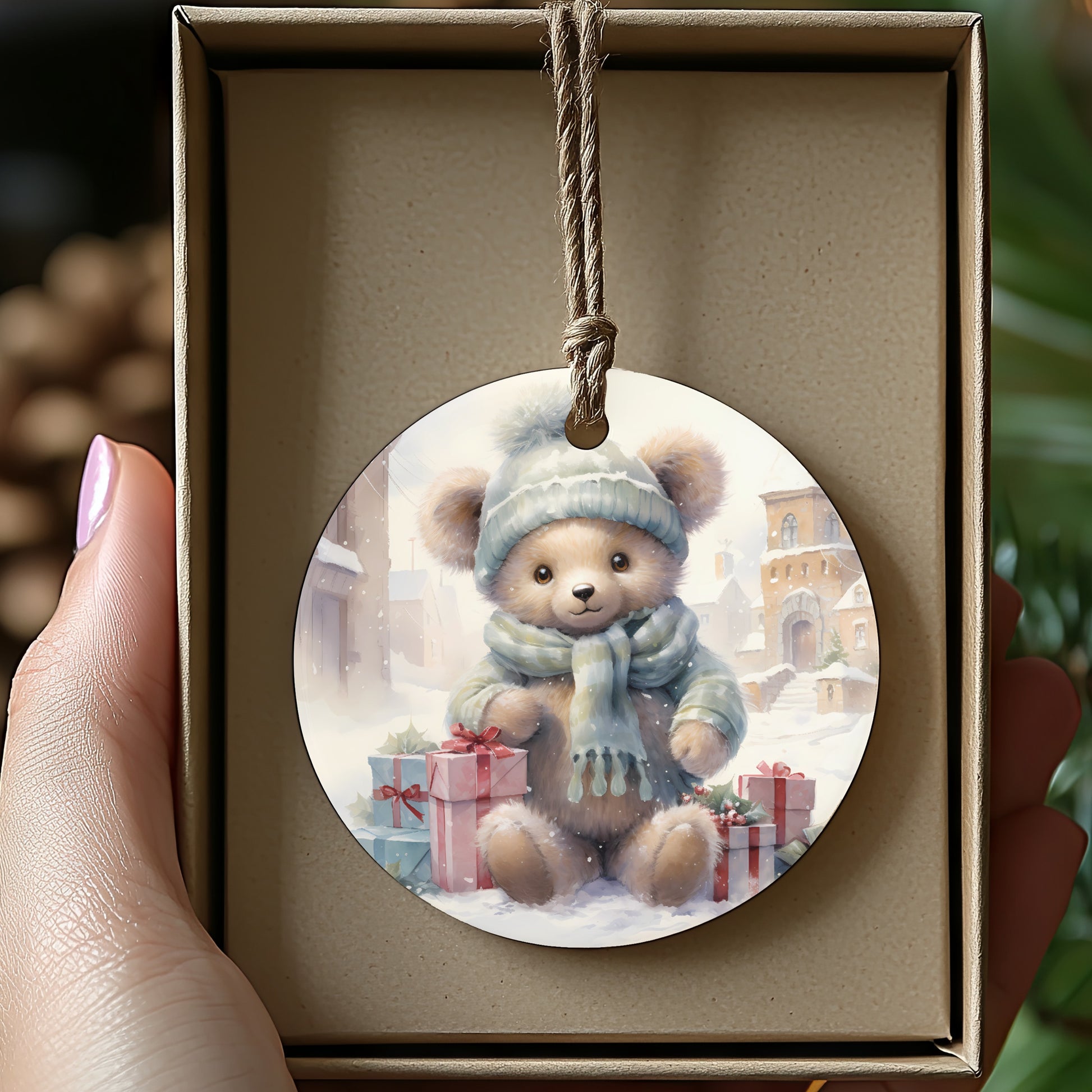Christmas Themed Teddy Bear Ornament product type