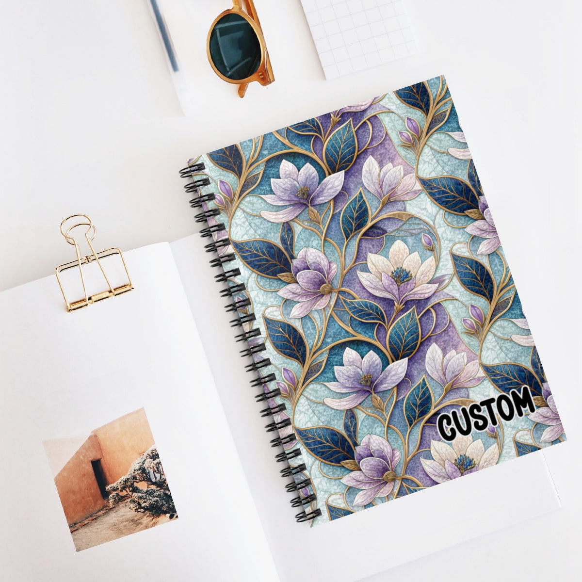 Elegant Custom Floral Flower Design Spiral Notebook
