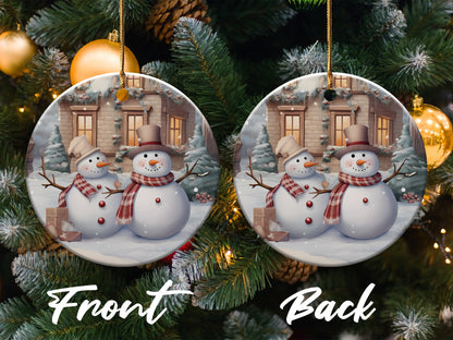 Snowman Couple Christmas Tree Ornament product