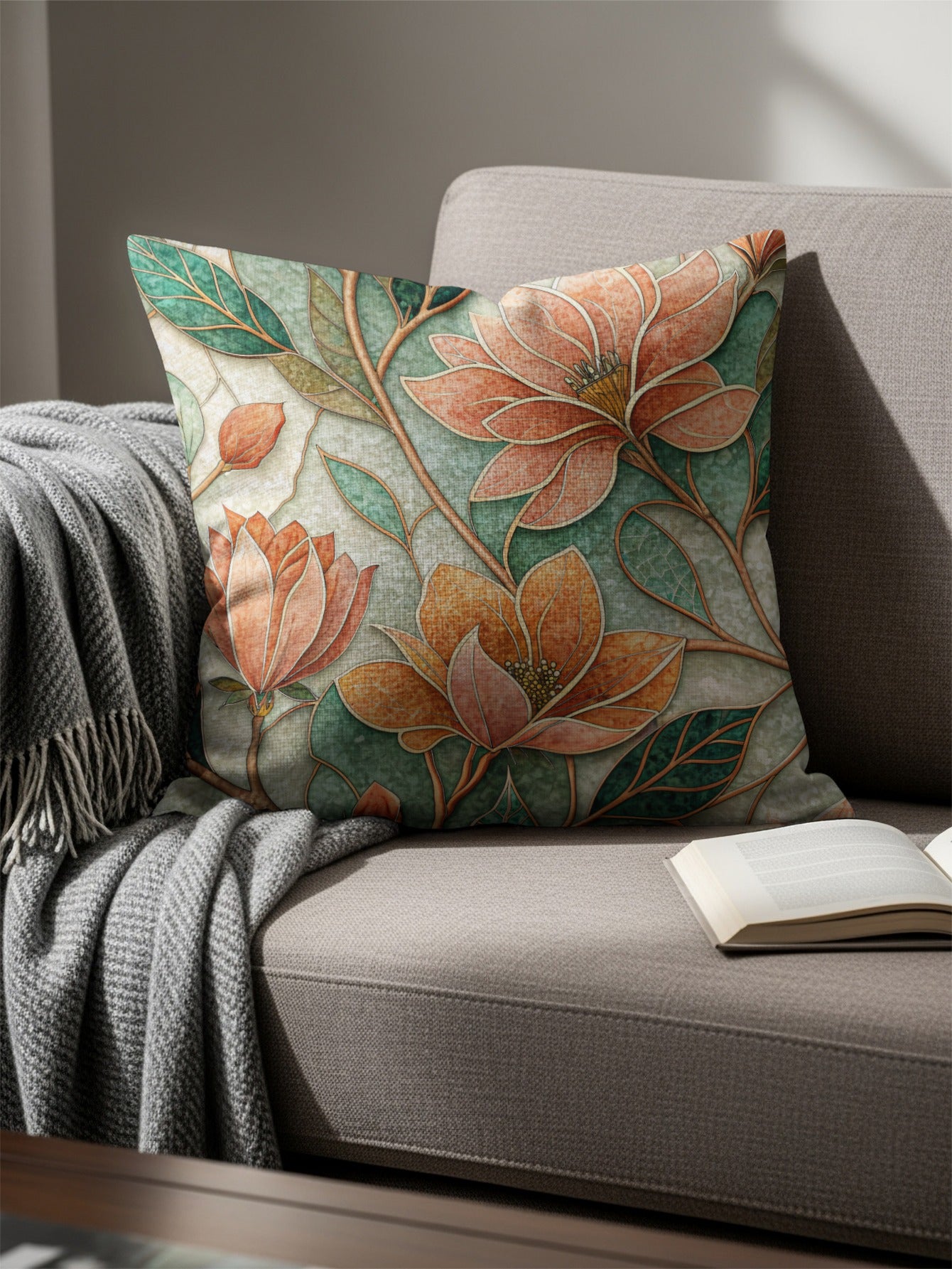 Floral Design Decorative Throw Pillow for Sofa