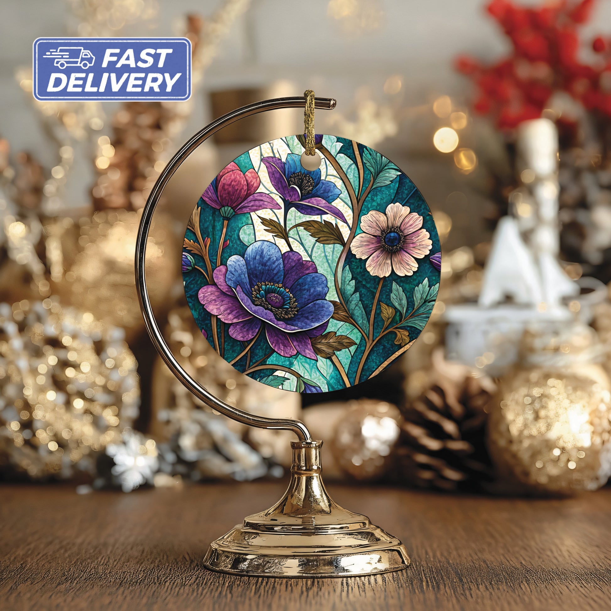Colorful Floral Pattern with Accent Flowers Ornament