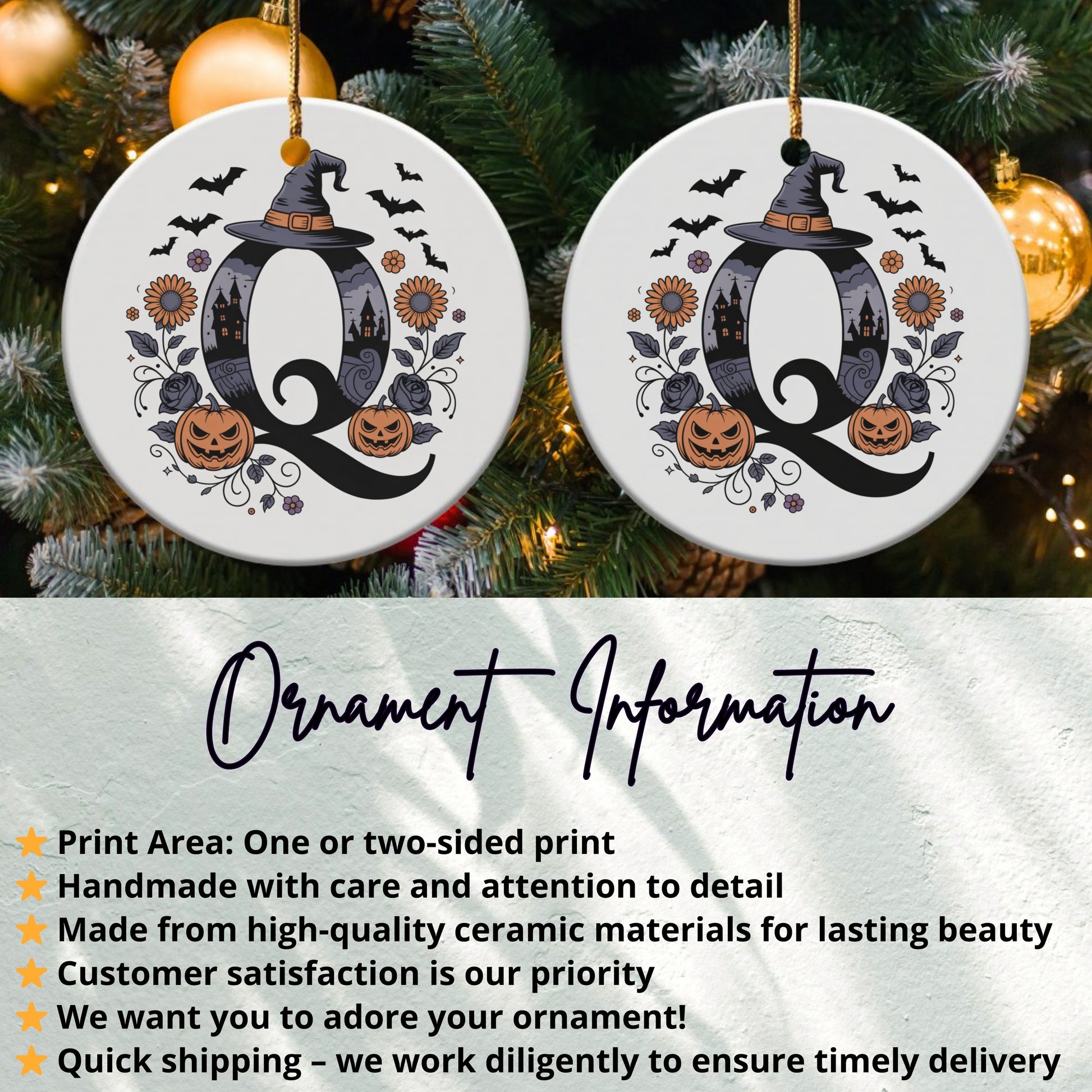 Spooky Halloween Design Ceramic Ornament product