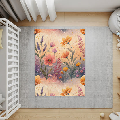 Floral Delight Watercolor Design Velveteen Plush Blankets - Walk Greener