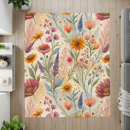 Floral Watercolor Painting Design Velveteen Plush Blankets - Walk Greener