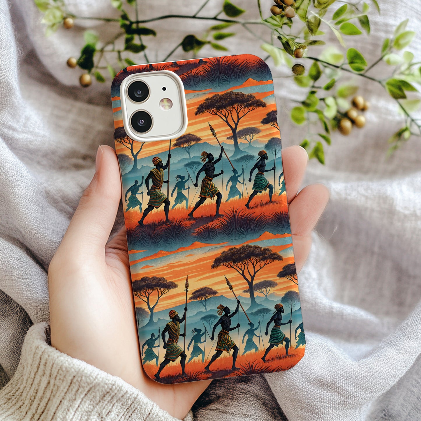 Vibrant Warrior Silhouette Design Phone Case