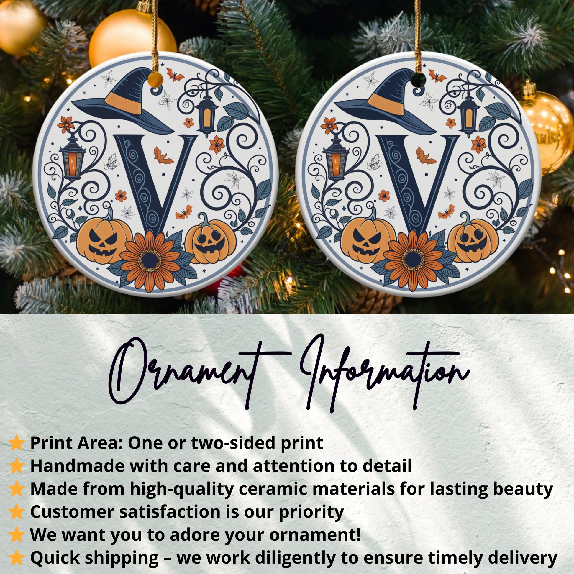 Spooky Halloween Design Initial Ornament product type
