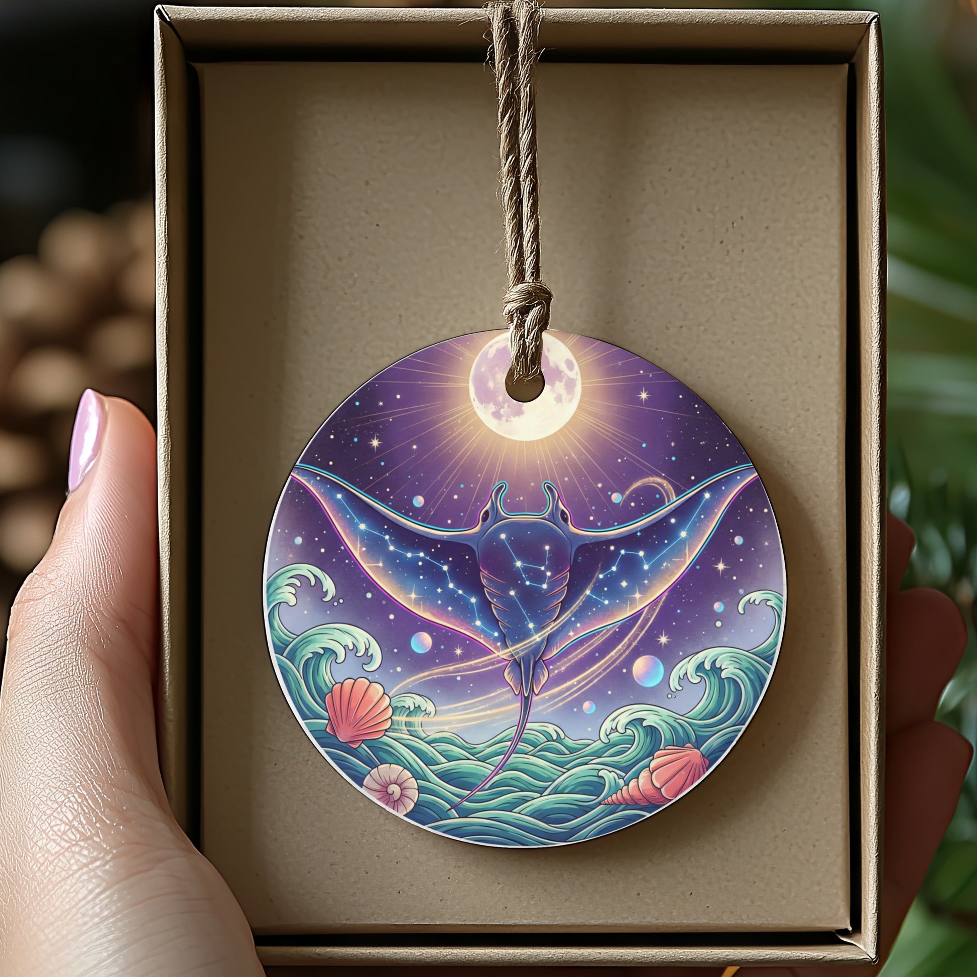 Enchanting Ocean Theme Manta Ray Art Hanging Ornament product