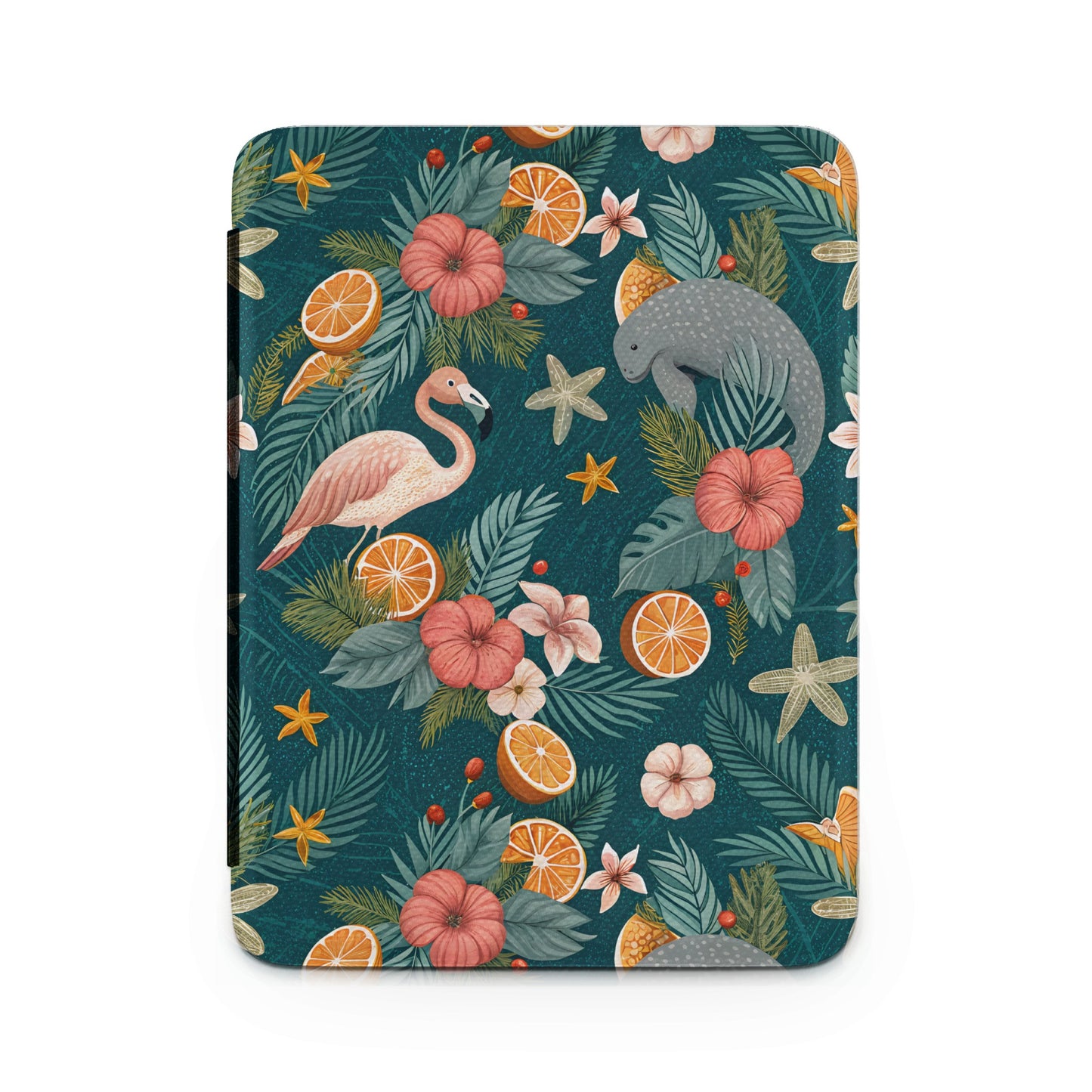 Tropical Flamingo and Manatee Patterned Tablet Case