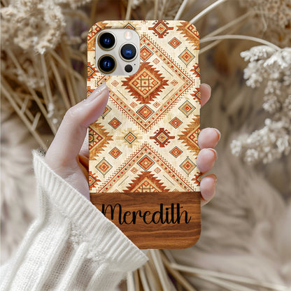 Aztec Inspired Desert Geometric Design With Custom Name Custom Phone Case - Walk Greener