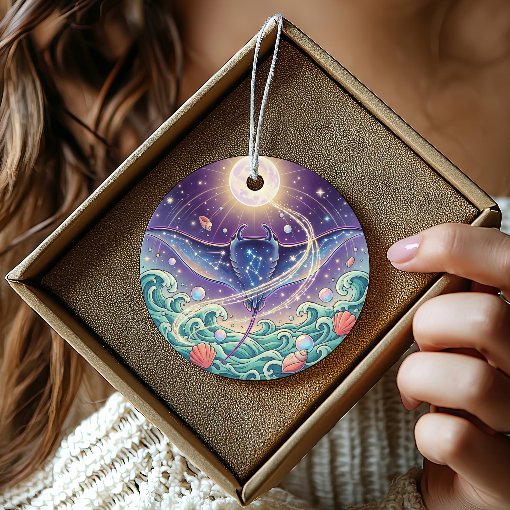 Elegant Celestial Ocean Design Ornament product type