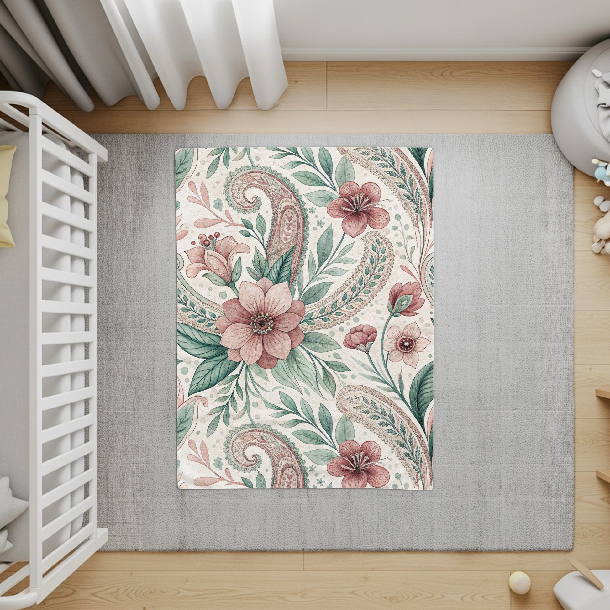 Floral Paisley Art Nouveau Design Pattern Pink and Green - Walk Greener