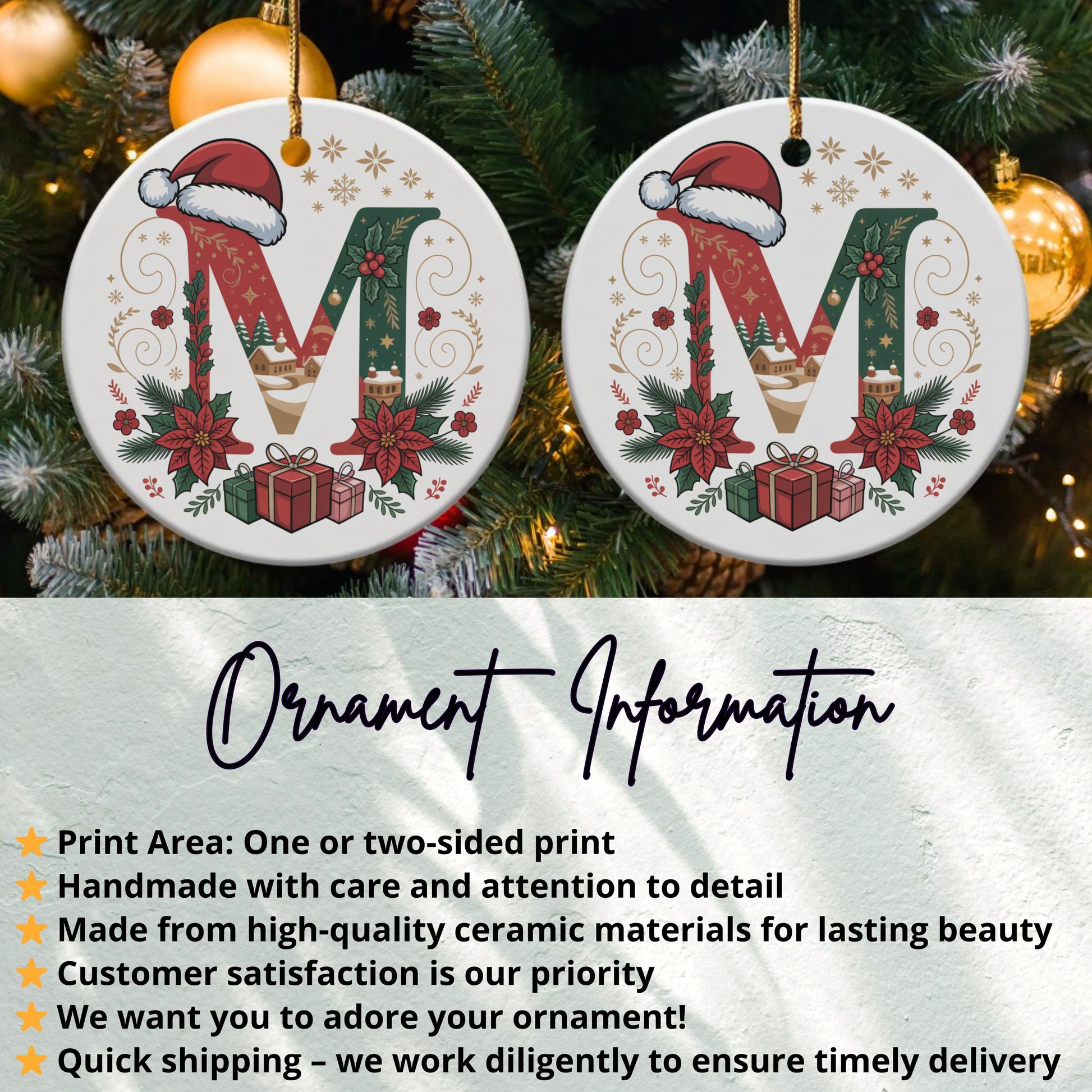 Festive Holiday Monogram Ornament Perfect Gift product type