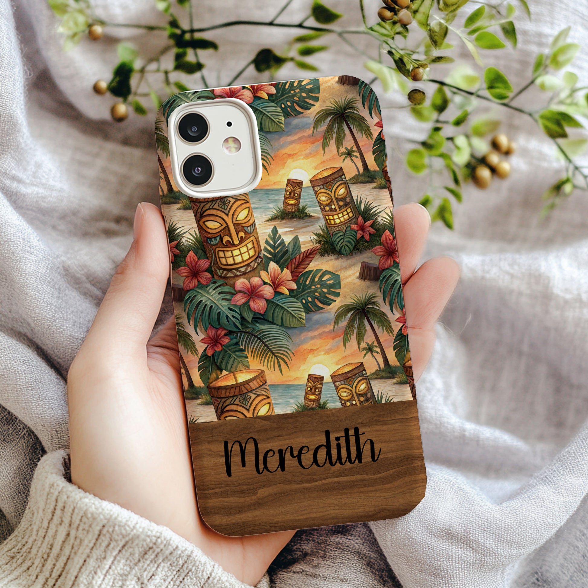 Tropical Tiki Idols Custom Beach View Phone Case - Walk Greener