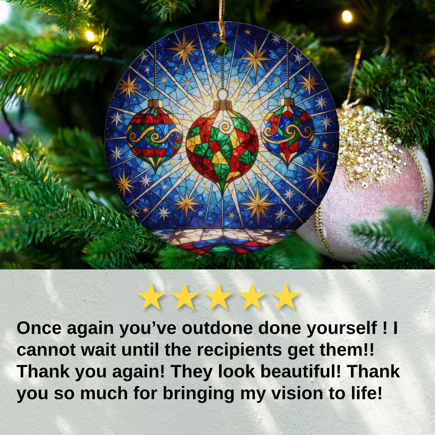 Stained Glass Christmas Ornament Hanging Product