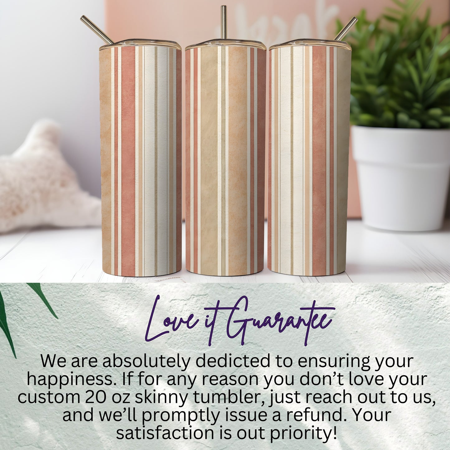 Custom 20 oz Skinny Tumbler with Striped Design