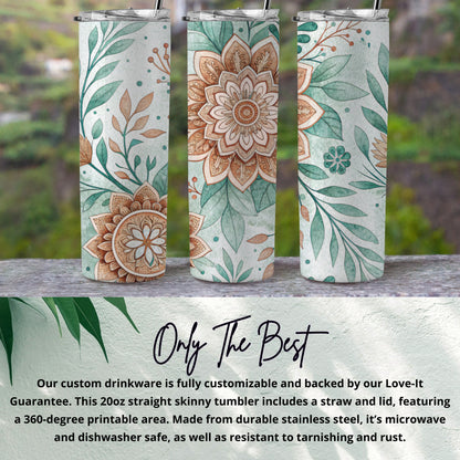 Floral Pattern Aesthetic on a 20 oz Skinny Tumbler - Walk Greener