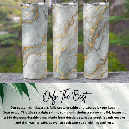 Elegant Marble Design 20oz Straight Skinny Tumbler
