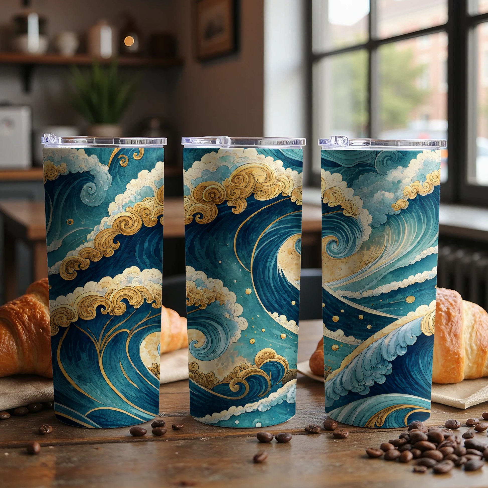 Artistic Ocean Waves Insulated Tumbler Cup Product
