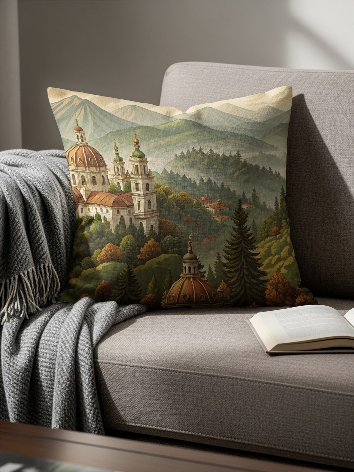 Scenic Mountain View Throw Pillow for Home Decor