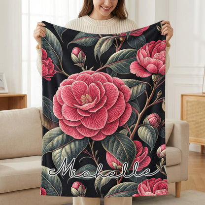 Custom Floral Blanket with Michelle Name Graphic