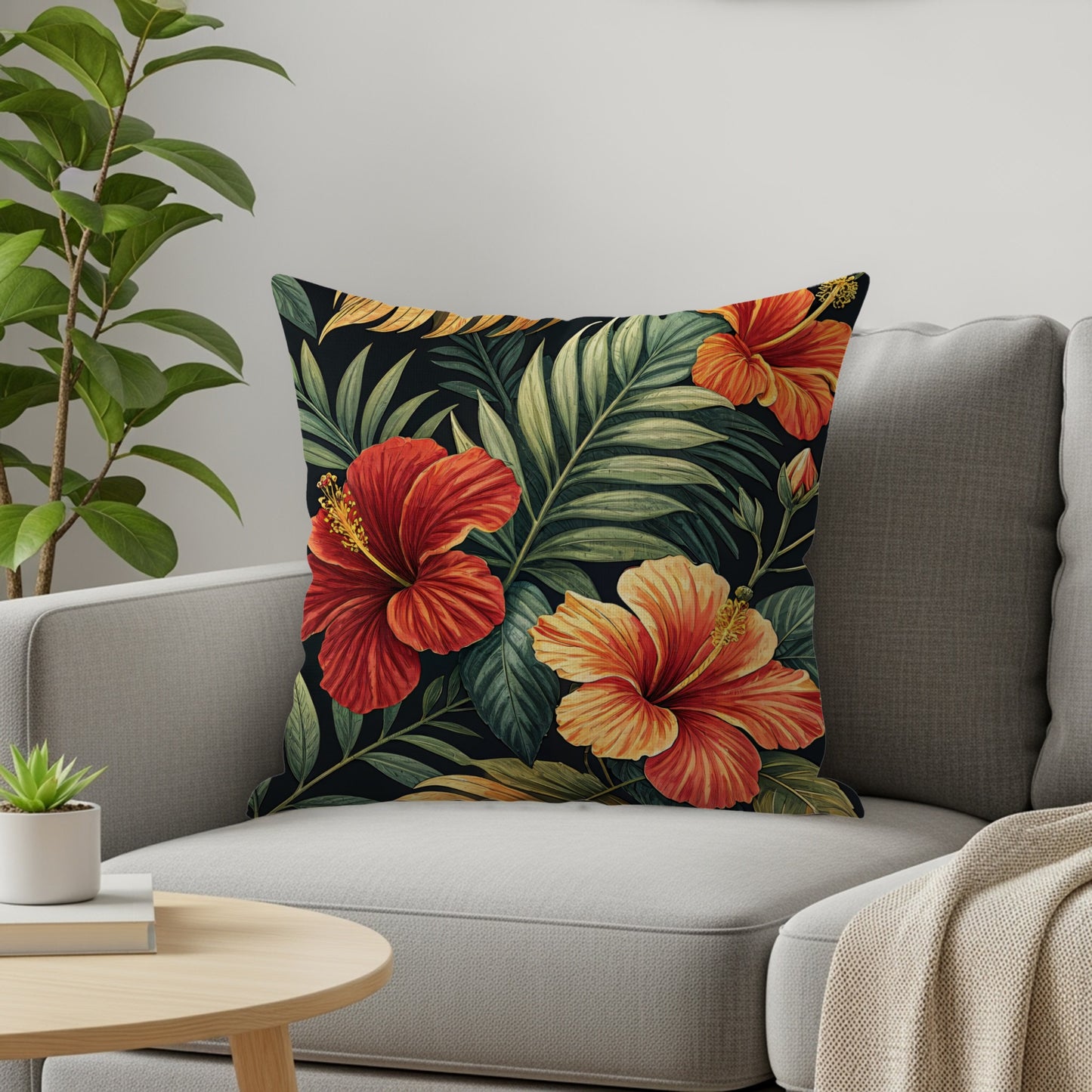 Vibrant Hibiscus Floral Pattern Tropical Botanical Art - Walk Greener