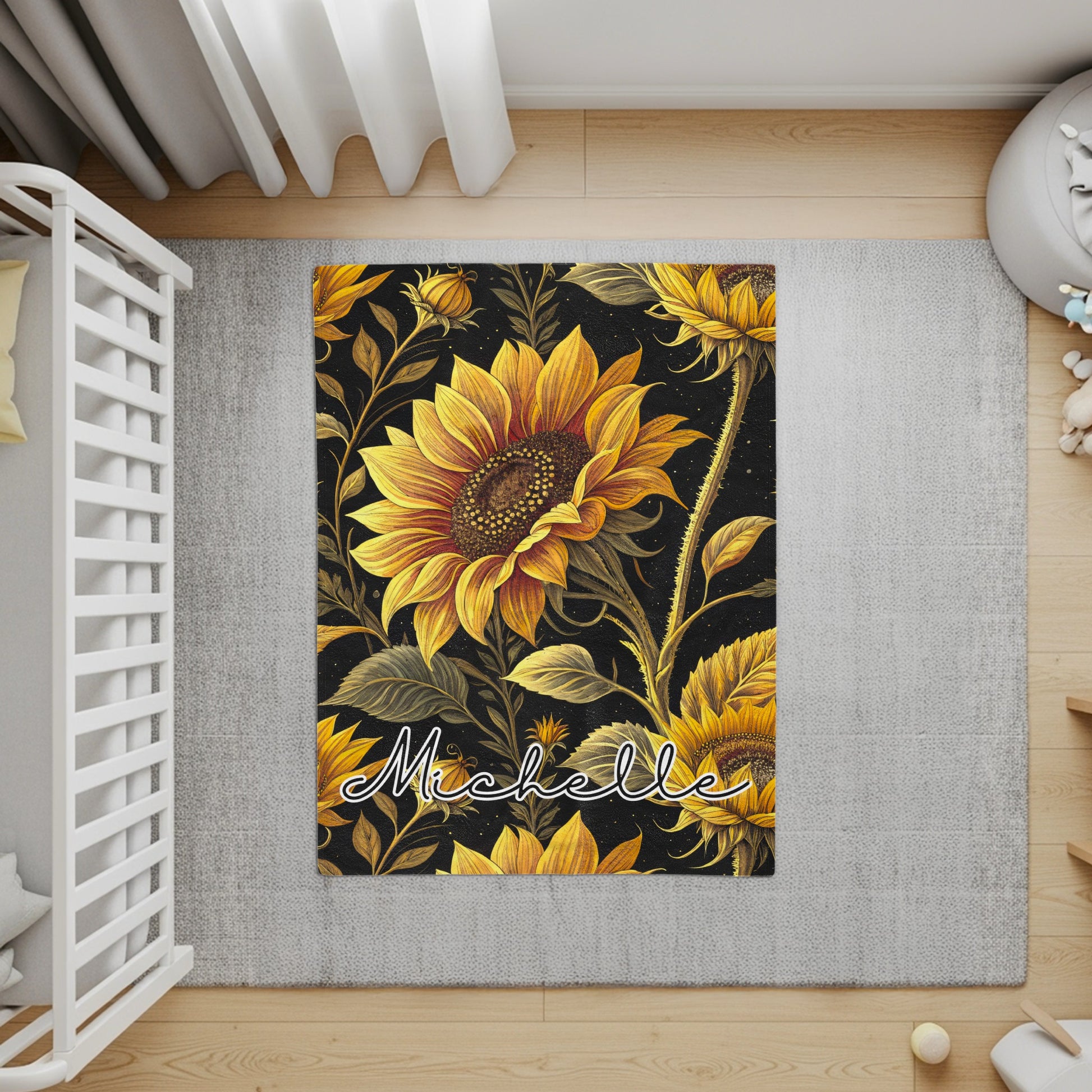 Sunflower Delight with Custom Name Unique Blankets - Walk Greener
