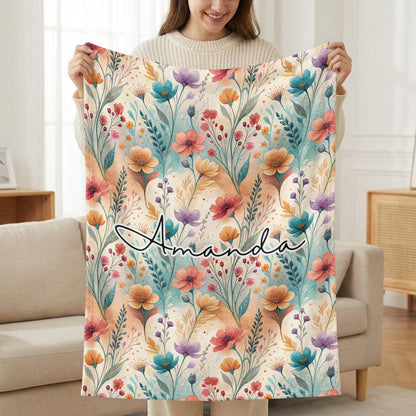 Personalized Floral Amanda Print Blanket for Cozy Comfort