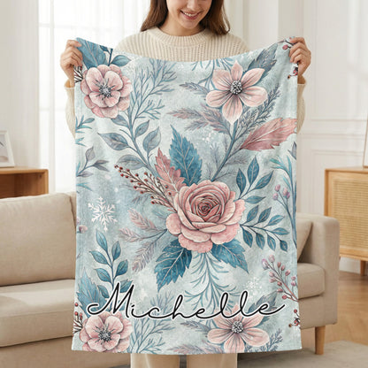 Personalized Floral Design Blanket with Name Michelle