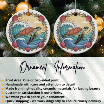 Sea Turtle Ocean Waves Ceramic Ornament product
