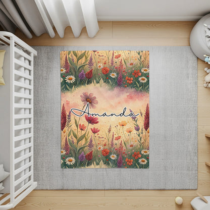 Custom Floral Baby Nursery Rug Personalized Decor