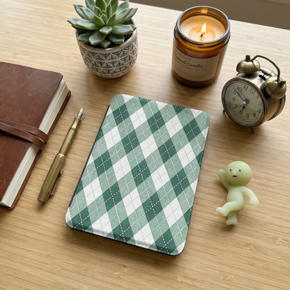 Green Argyle Pattern Notebook Cover for Daily Use