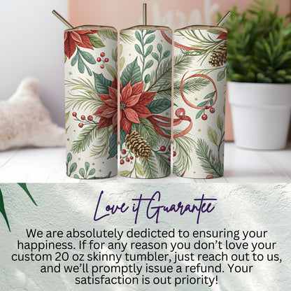 Festive Holiday Floral Design 20 oz Tumbler