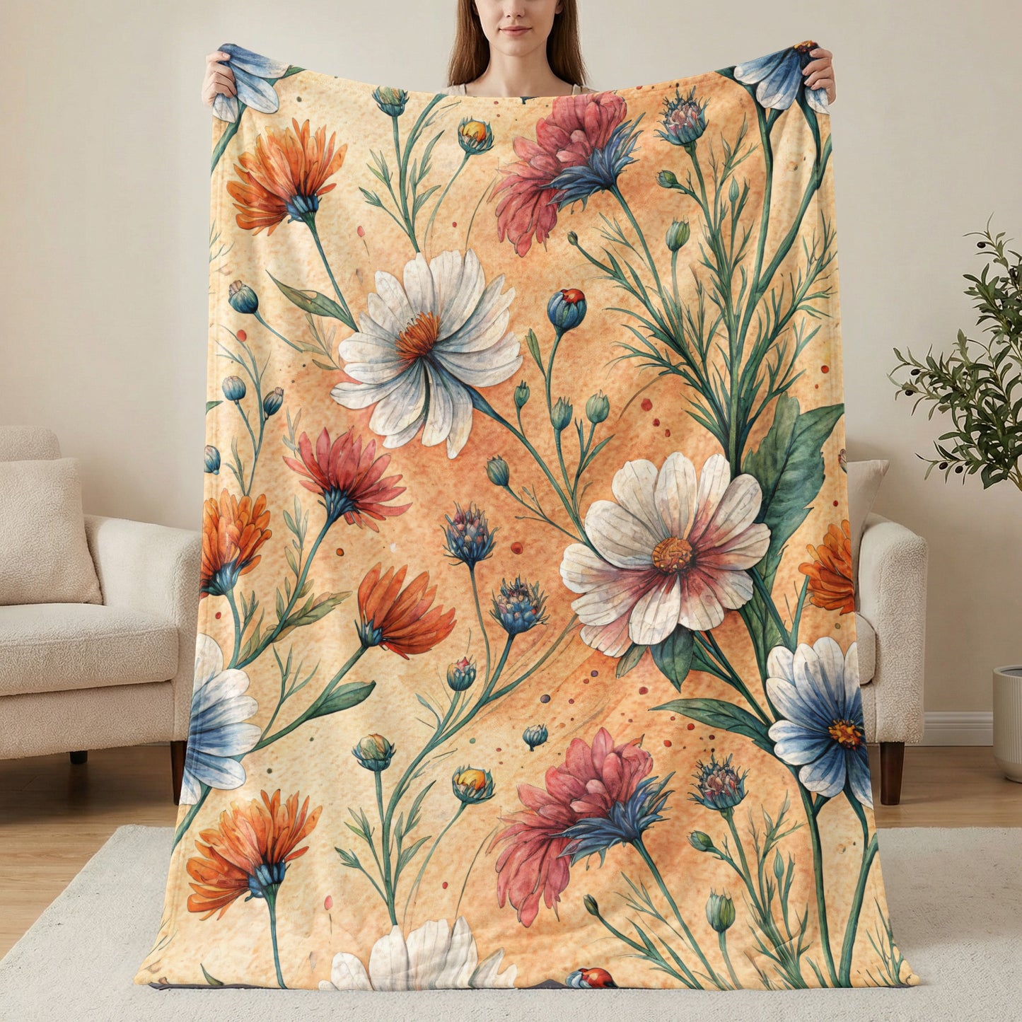 Watercolor Floral Delight Seamless Springtime Pattern - Walk Greener