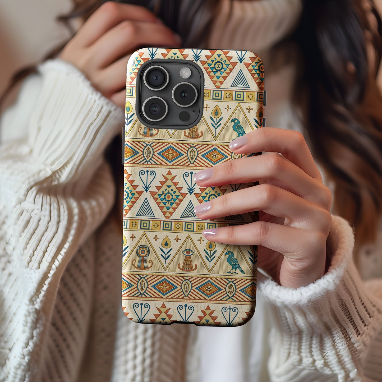 Artistic Egypt Motif Aztec Design Pattern Custom Phone Case - Walk Greener